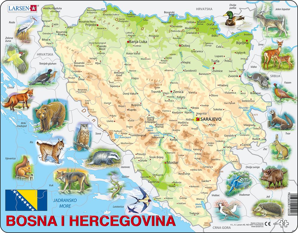 A20 - Bosnia-Hercegovina med Dyr (Bosnisk)