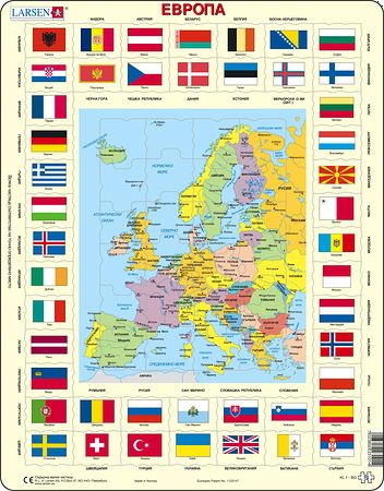 KL1 - Flagg og politisk kart av Europa