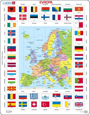 KL1 - Flagg og politisk kart av Europa