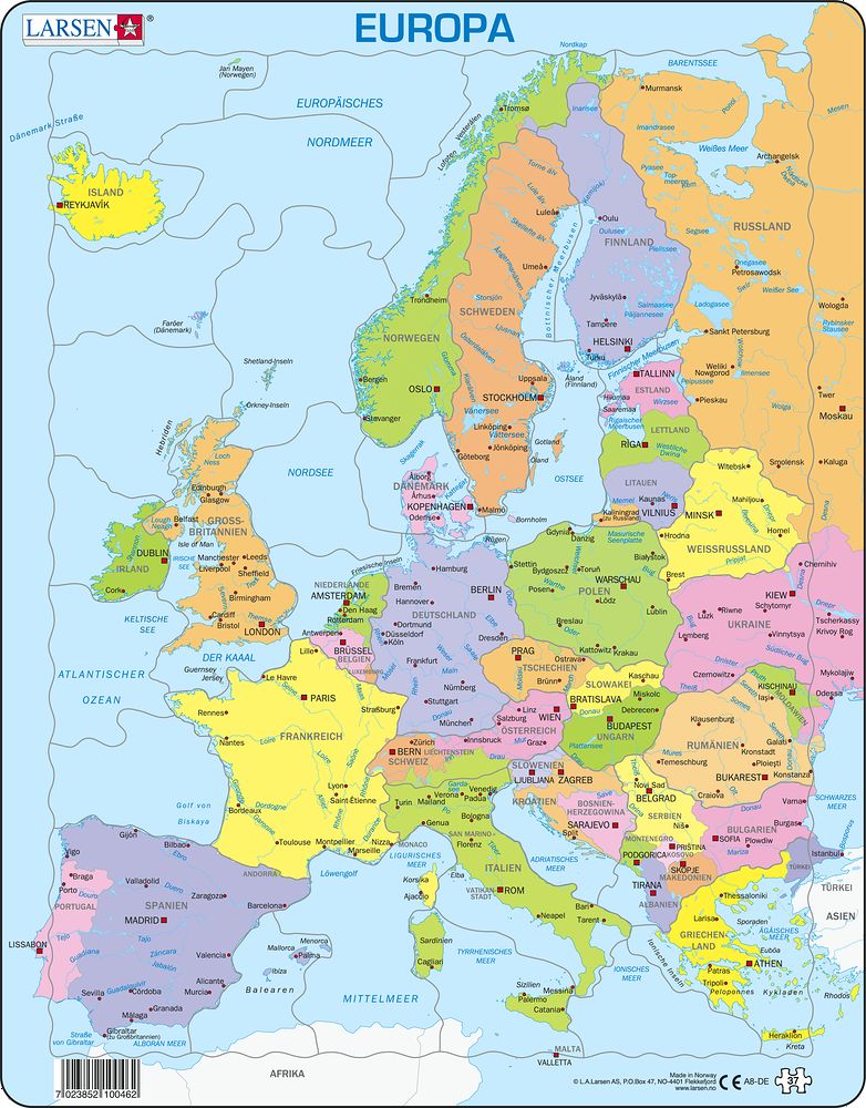 A8 - Europe Political Map for Younger Children (German) A8 - Europe Political Map for Younger Children (German)