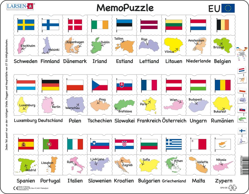 GP2 - MemoPuzzle: Names, Flags and Capitals of 27 EU Member States (German) GP2 - MemoPuzzle: Names, Flags and Capitals of 27 EU Member States (German)