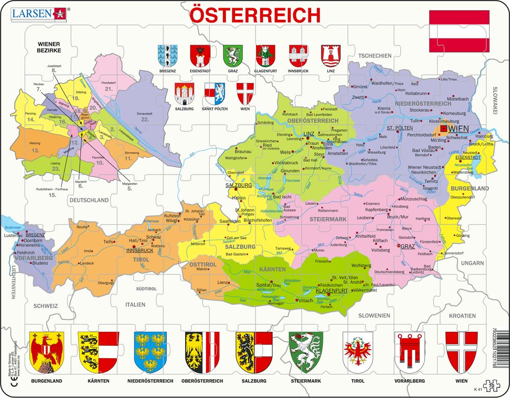K41 - Østerrike, politisk kart (Tysk) K41 - Østerrike, politisk kart (Tysk)