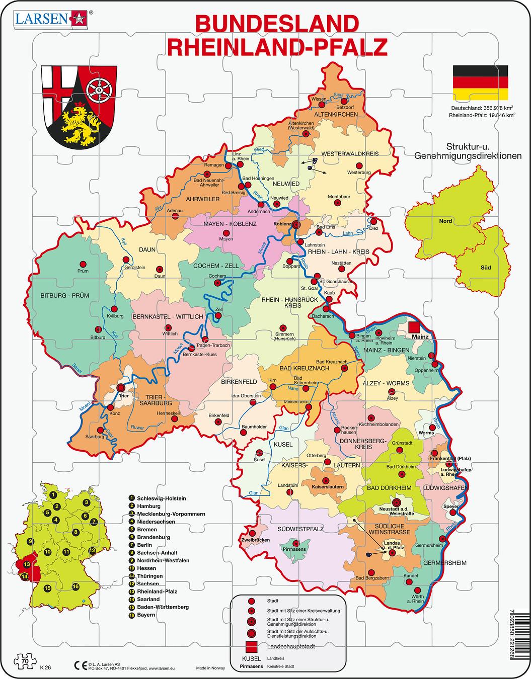 K26 - Rheinland-Pfalz Political :: Other maps :: Puzzles :: Larsen Puzzles K26 - Rheinland-Pfalz Political :: Other maps :: Puzzles :: Larsen Puzzles