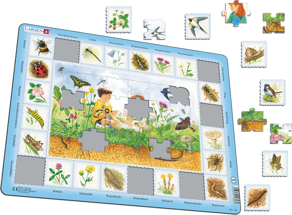 LARSEN K4 LA Mappa Fisica del Mondo, Edizione Tedesco, Frame Puzzle con