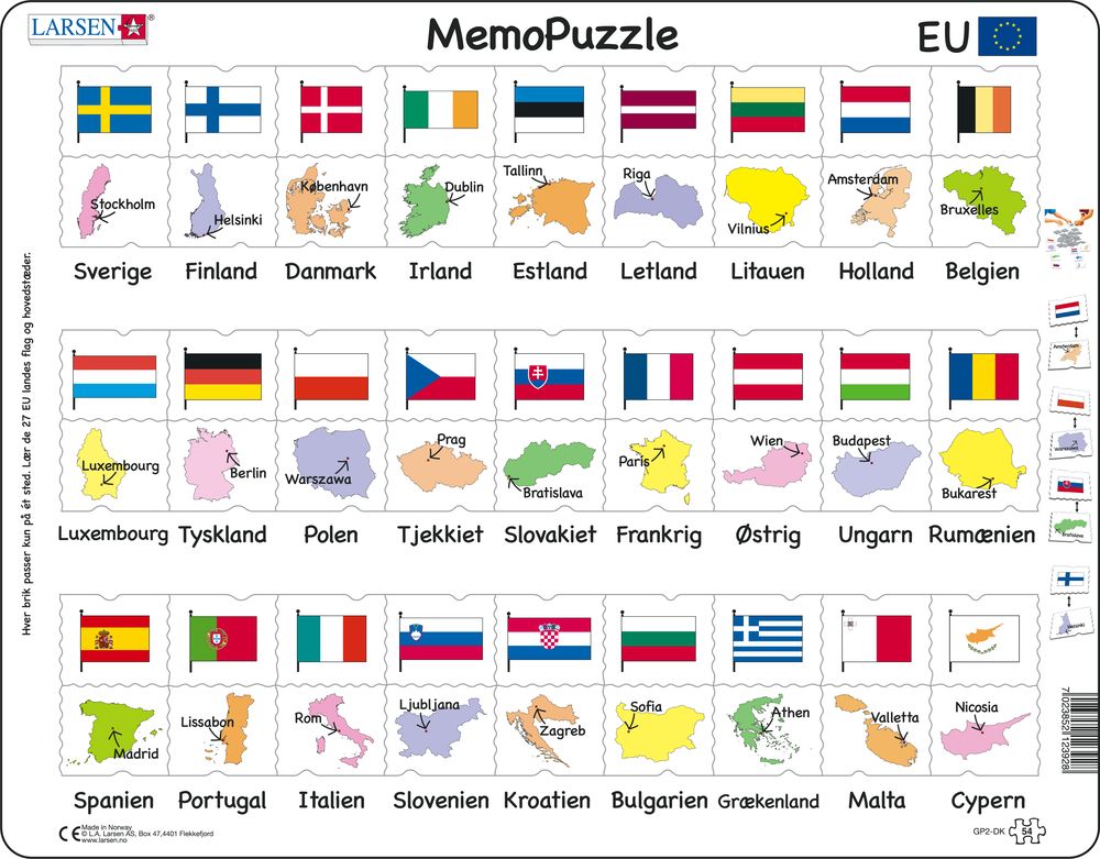 GP2 - MemoPuzzle: Names, Flags and Capitals of 27 EU Member States (Danish) GP2 - MemoPuzzle: Names, Flags and Capitals of 27 EU Member States (Danish)