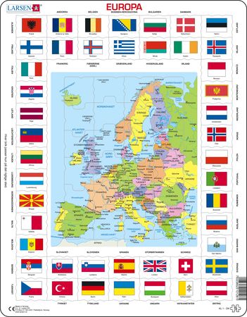 KL1 - Flagg og politisk kart av Europa