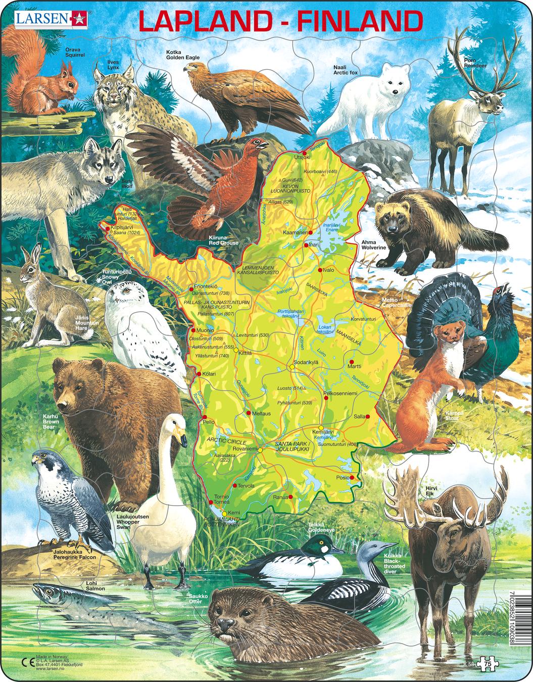 Finland Map Rabbit K58 - Lapland - Finland :: Other maps :: Puzzles :: Larsen Puzzles