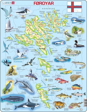 A15 - Færøyene Kart med Dyr