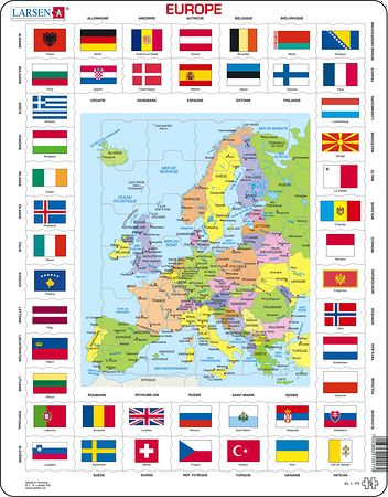 KL1 - Flags and Political Map of Europe