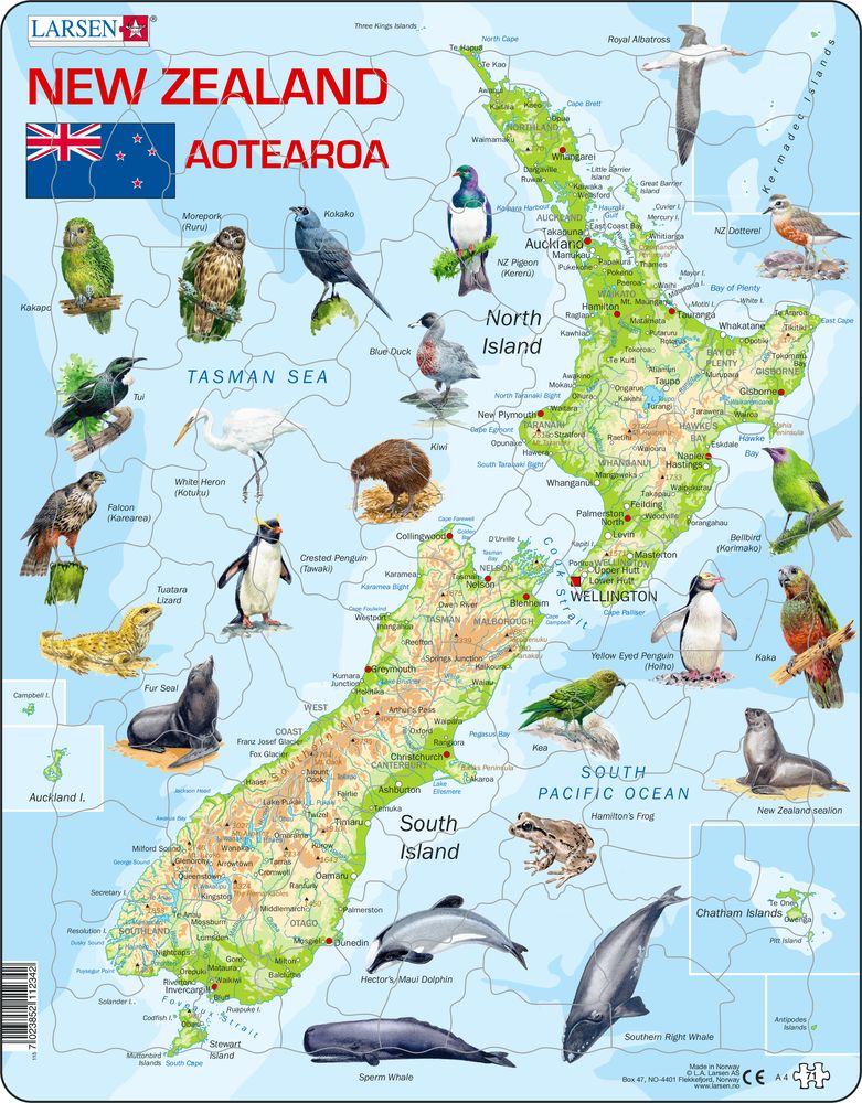 A4 - New Zealand Physical Map (English) A4 - New Zealand Physical Map (English)