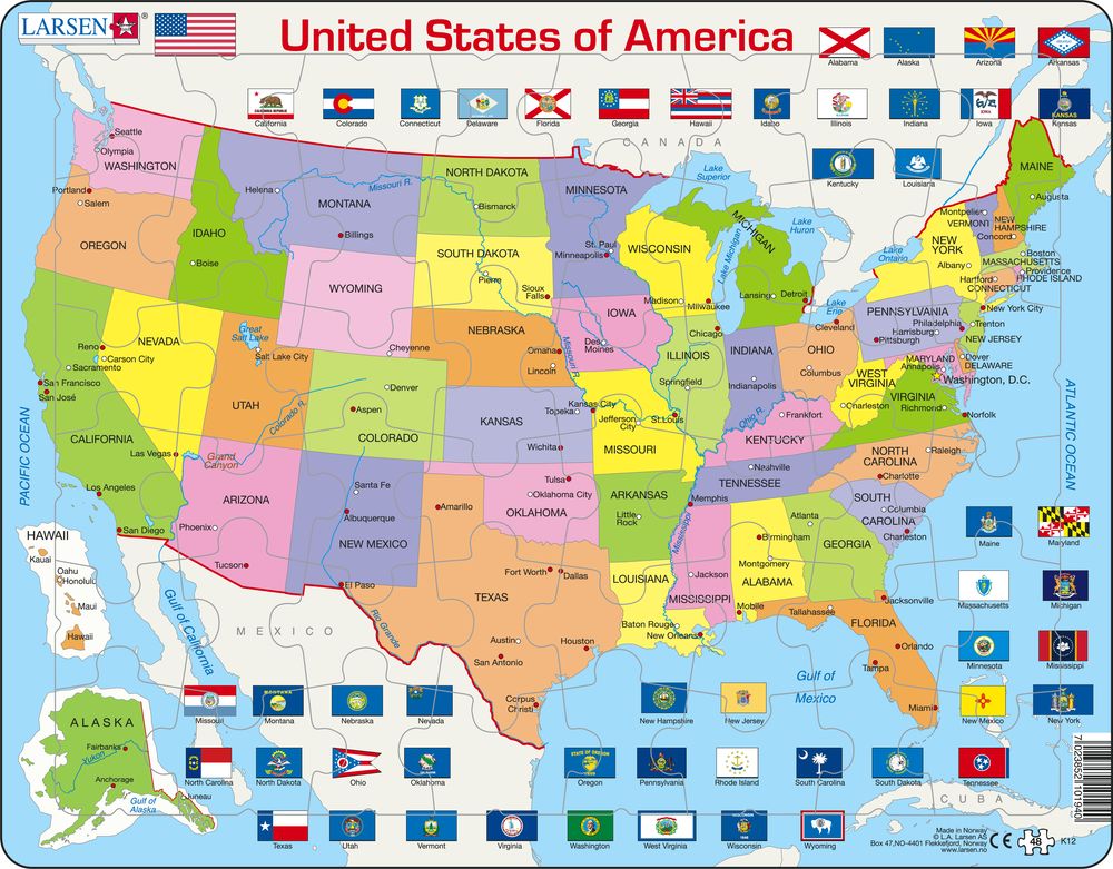 K12 - United States of America Political Map (English) K12 - United States of America Political Map (English)