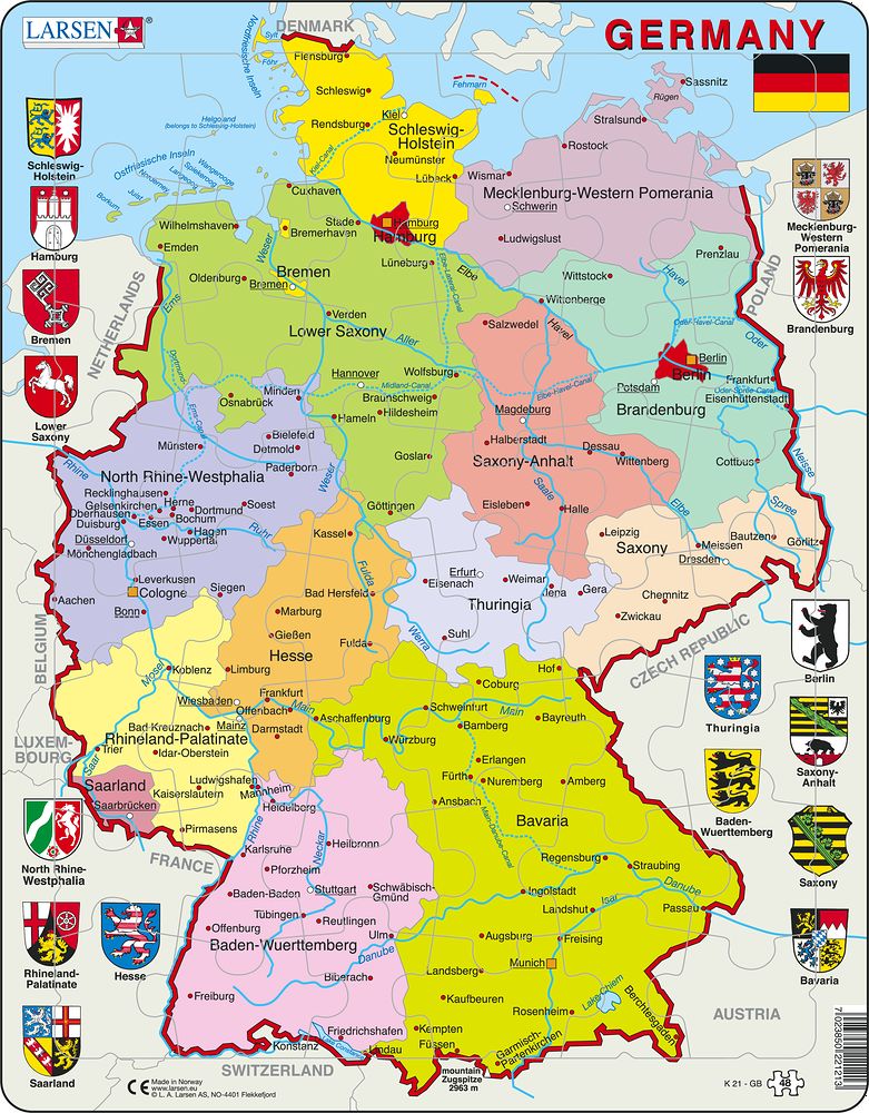 K21 - Germany Political Map (English) K21 - Germany Political Map (English)