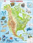 A32 - North America, Topographic map with animals