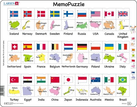 Puzzle Carte - Carte des Etats-Unis (en Russe) Larsen-K12-RU 48