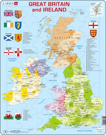 K18 - Storbritannia og Irland, politisk kart