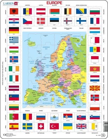 KL1 - Flags and Political Map of Europe