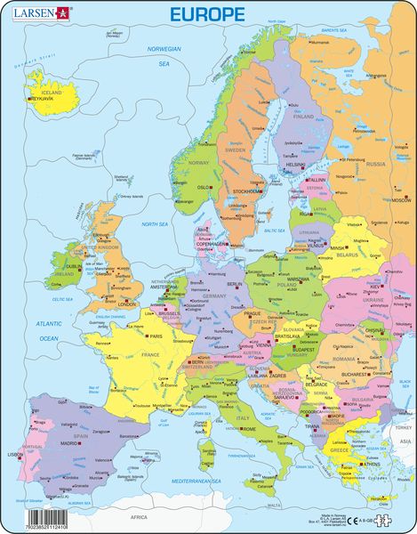 A8 - Europe Political Map for Younger Children