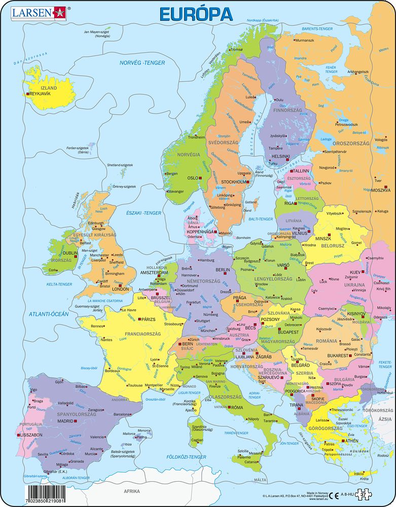 A8 - Europe Political Map for Younger Children (Hungarian) A8 - Europe Political Map for Younger Children (Hungarian)