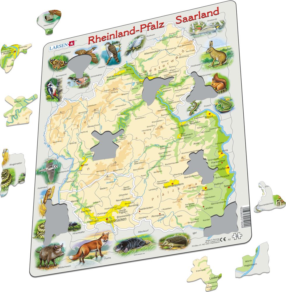 A2 - Rheinland-Pfalz physical map (Illustrative image 1)