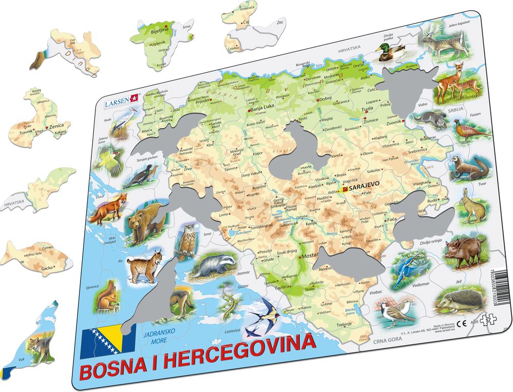A20 - Bosnia-Hercegovina med Dyr (Illustrasjonsbilde 1)
