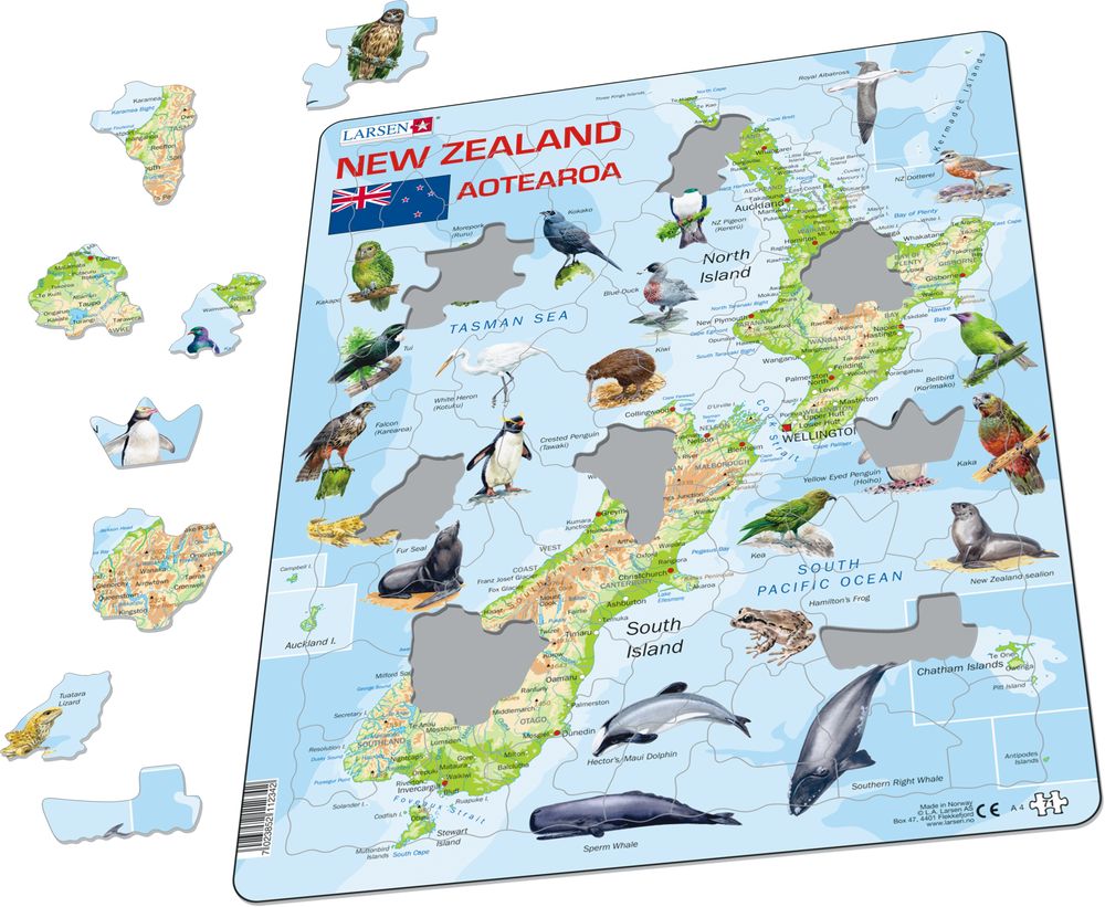 New Zealand Physical Map Maps Of Countries Puzzles Larsen Puzzles