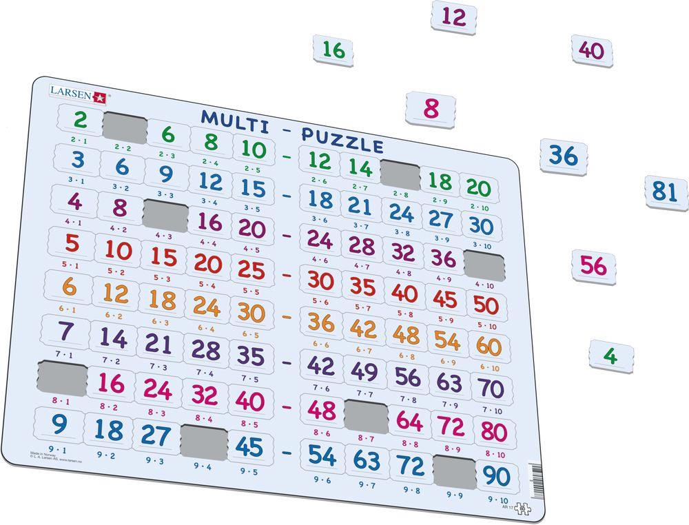 AR17 - Mattepuslespill: Multiplikasjon (2 til 9) (Illustrasjonsbilde 1)