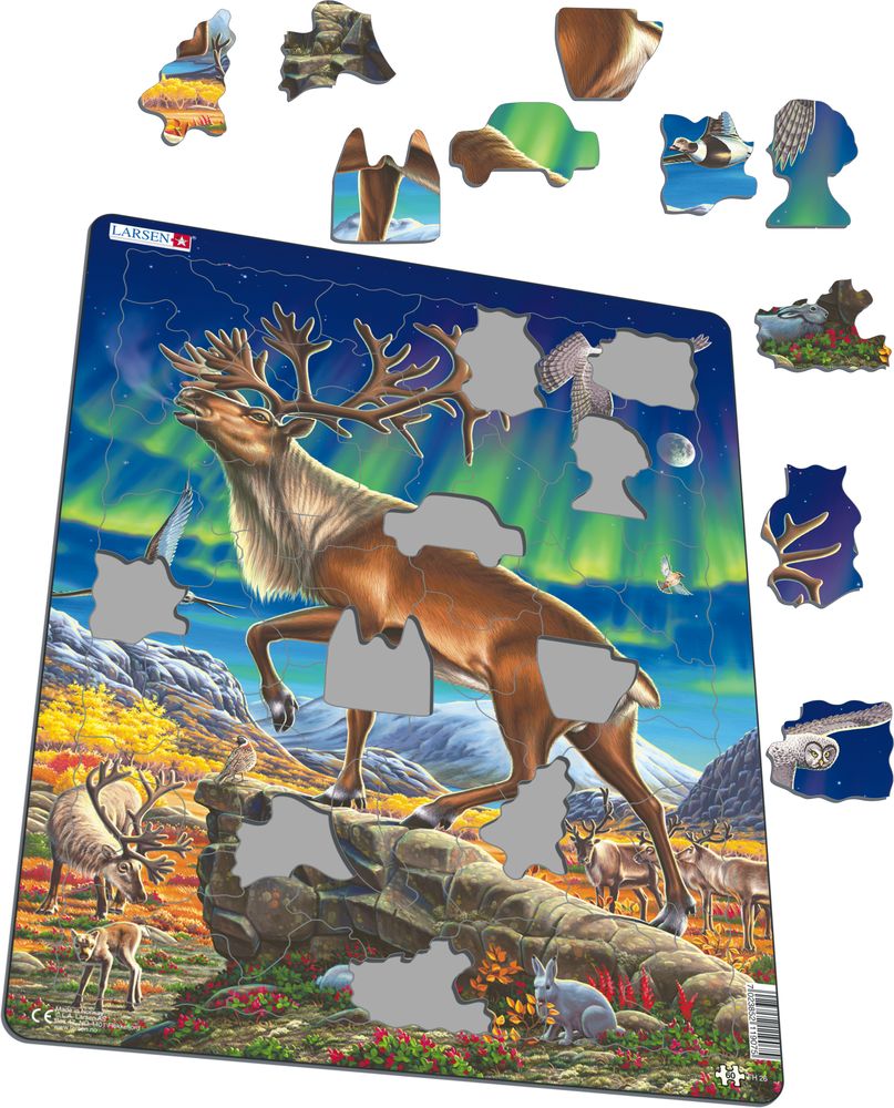 FH26 - Reindeer in Northern Lights :: Animals :: Puzzles :: Larsen Puzzles