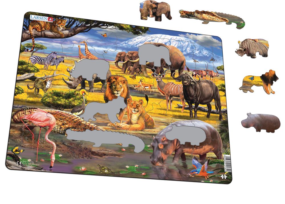 FH30 - African Savannah with Mount Kilimanjaro in the Background :: Animals  :: Puzzles :: Larsen Puzzles