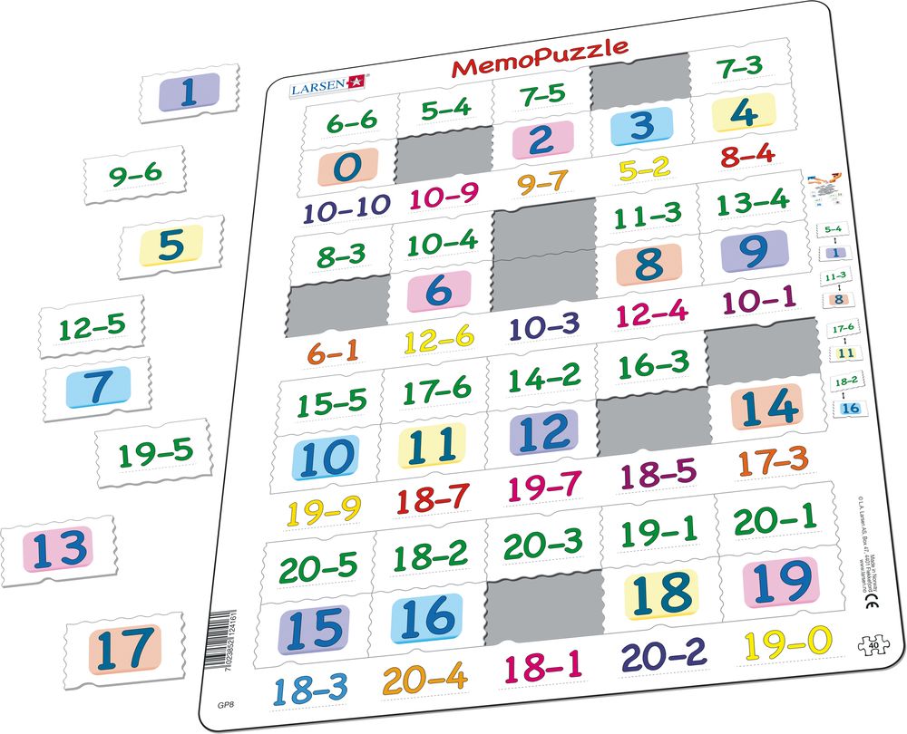 GP8 - MemoPuzzle: Subtraksjon med tall fra 0 til 20 (Illustrasjonsbilde 1)