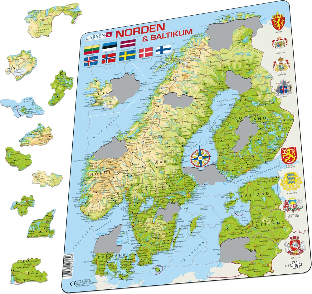 K3 - Norden og Baltikum, topografisk kart (Illustrasjonsbilde 1)