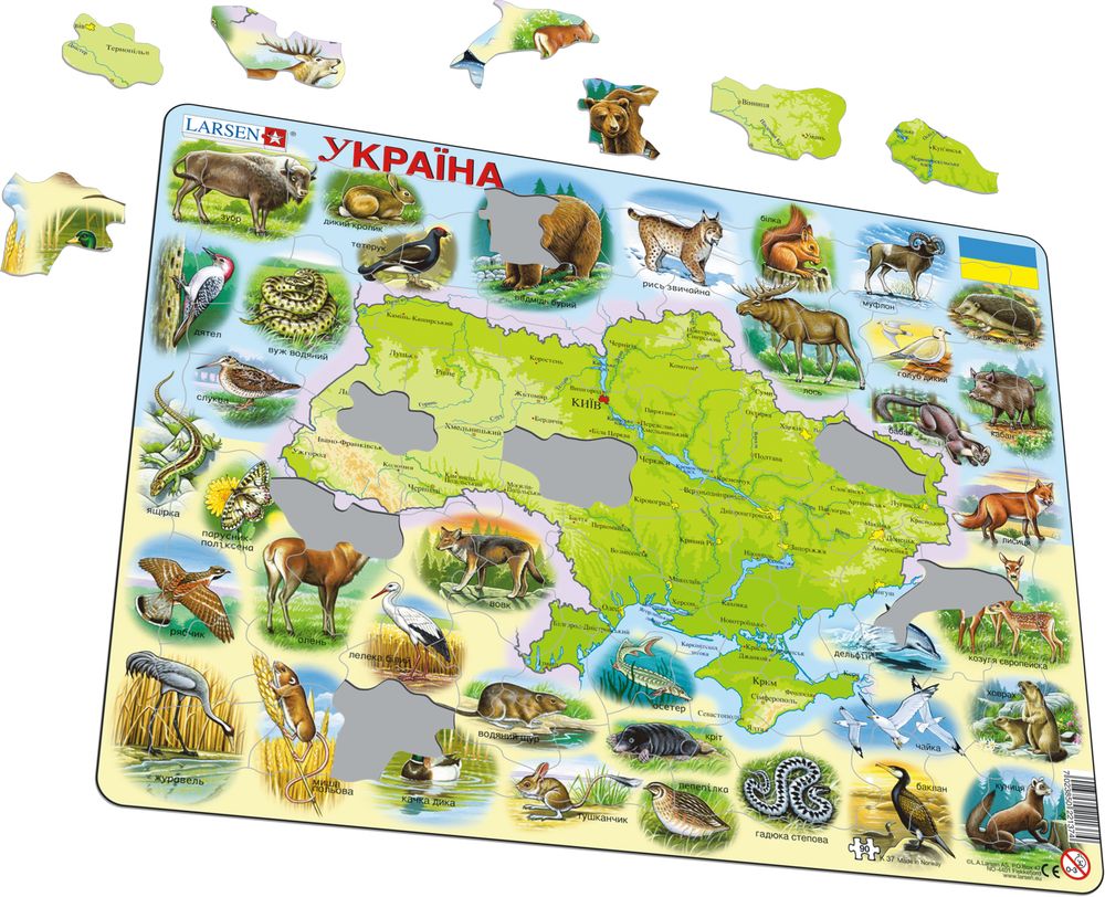 K37 - Ukraine Physical w/Animals :: Maps of countries :: Puzzles :: Larsen  Puzzles