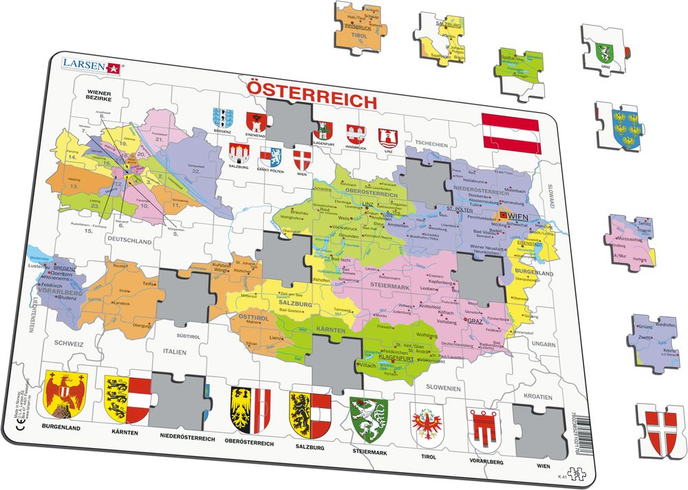 K41 - Østerrike, politisk kart (Illustrasjonsbilde 1)