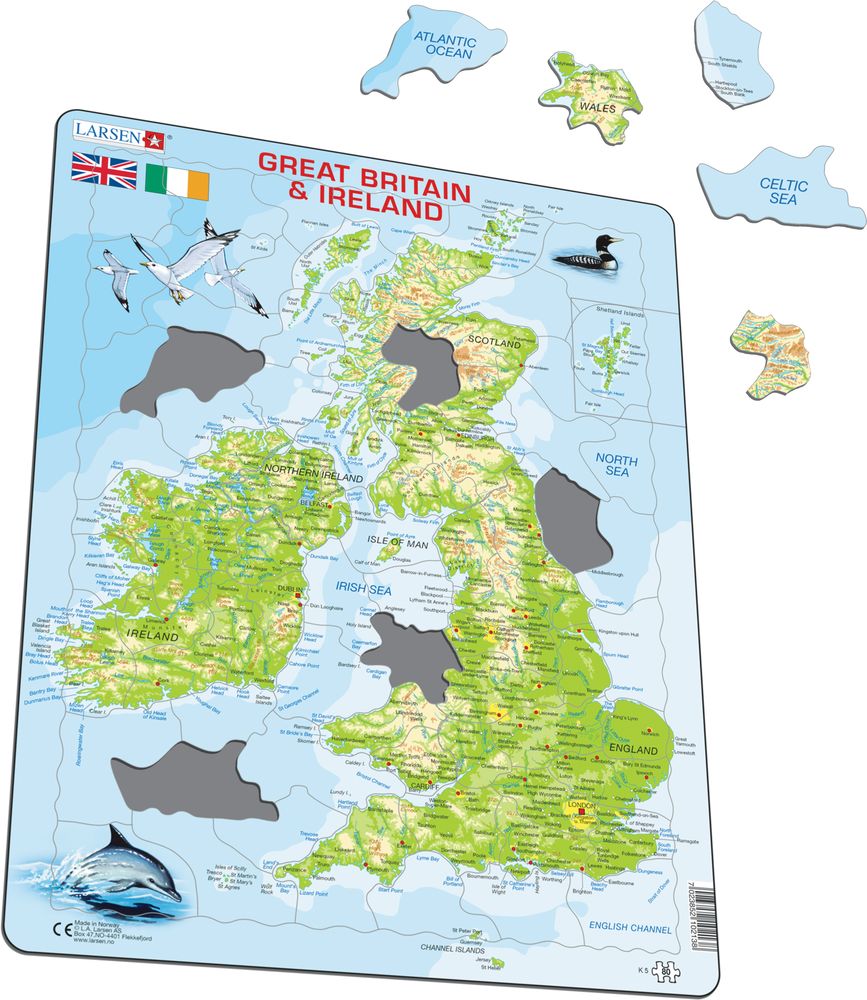 K5 - Storbritannia og Irland, topografisk kart (Illustrasjonsbilde 1)