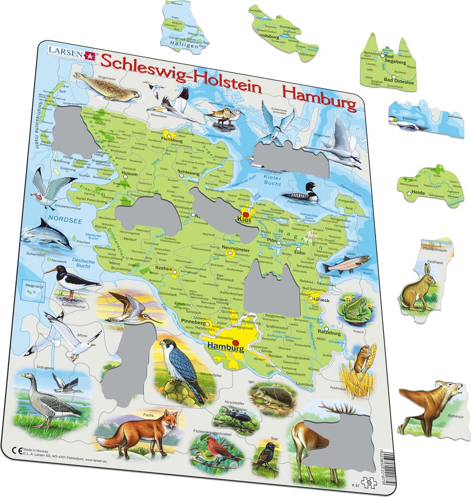 K87 - Schleswig Holstein and Hamburg physical map (Illustrative image 1)