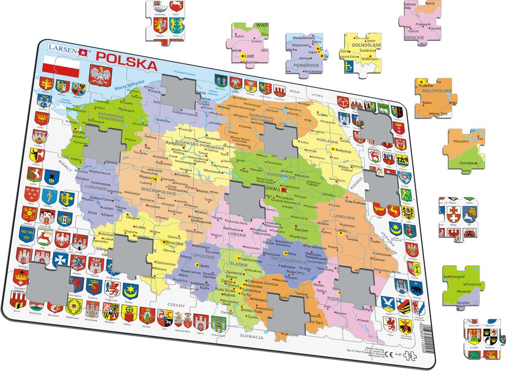 K97 - Polen, politisk kart (Illustrasjonsbilde 1)