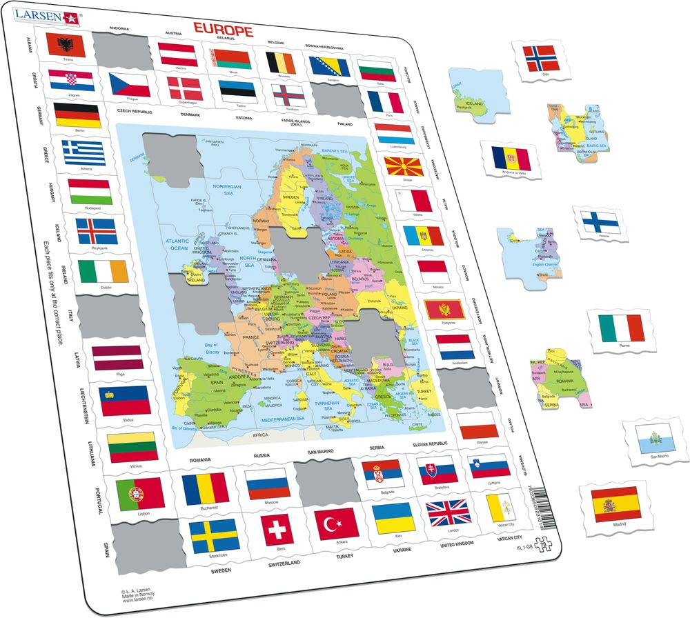 KL1 - Flagg og politisk kart av Europa (Illustrasjonsbilde 1)