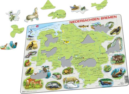 K88 - Niedersachsen og Bremen fysisk kart