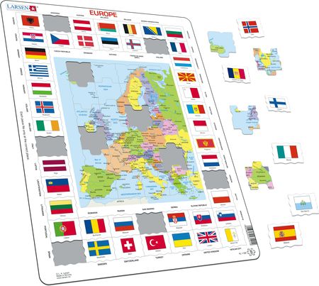 KL1 - Flagg og politisk kart av Europa