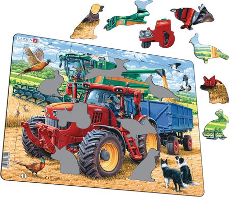 PG9 - Kul traktor og skurtresker i arbeid