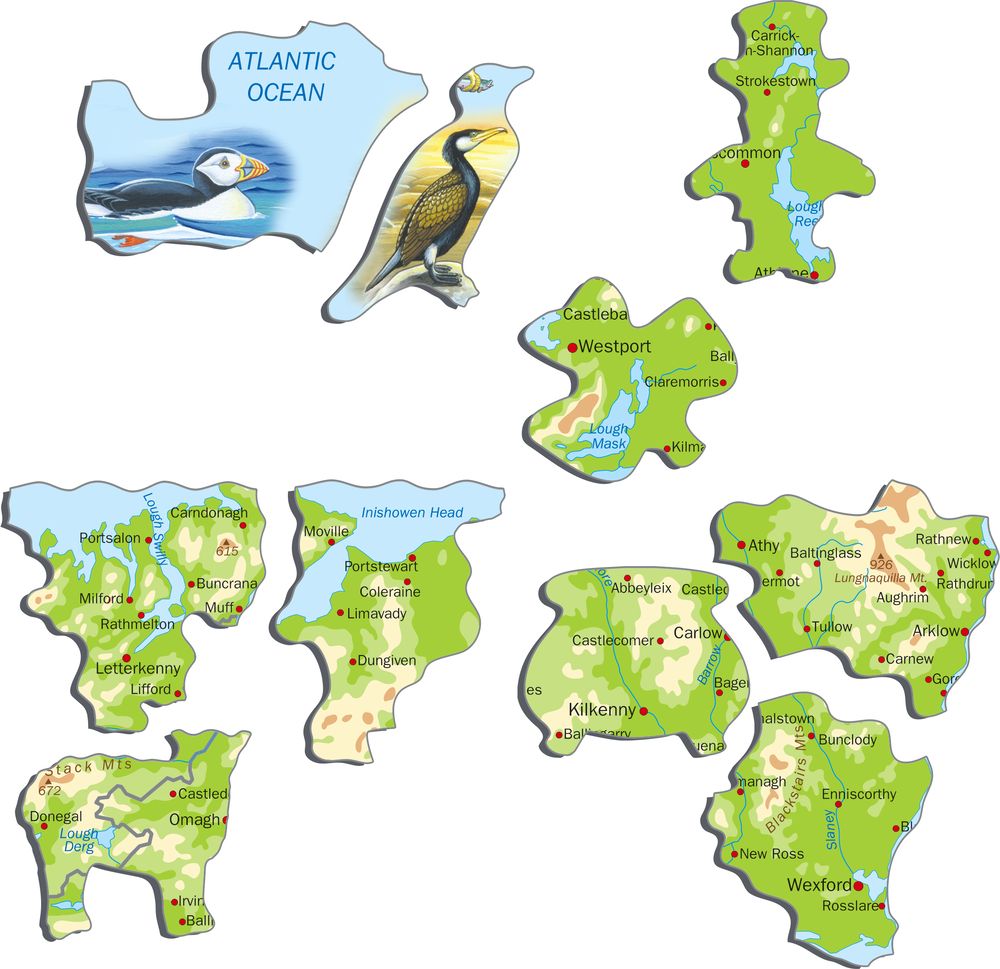 A23 - Irland topografisk kart med dyr (Illustrasjonsbilde 2) A23 - Irland topografisk kart med dyr (Illustrasjonsbilde 2)