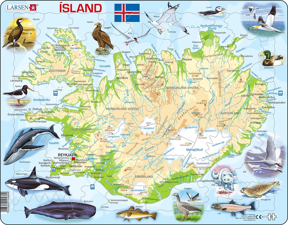 K7 - Island, topografisk kart (Islandsk) K7 - Island, topografisk kart (Islandsk)