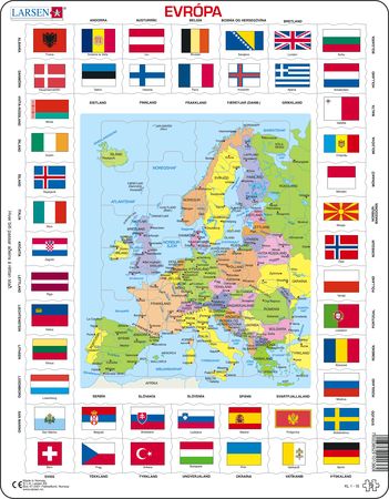 KL1 - Flags and Political Map of Europe