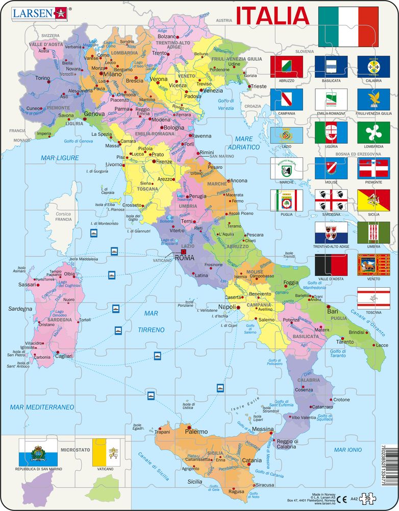 A42 - Italy, Political Map Jigsaw Puzzle (Italian)