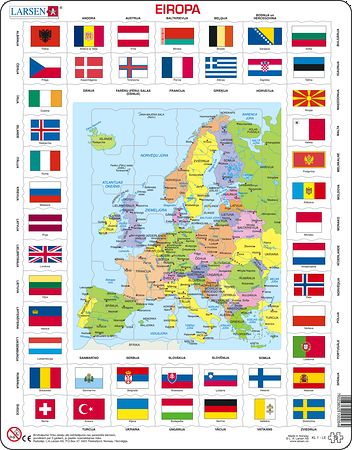 KL1 - Flags and Political Map of Europe