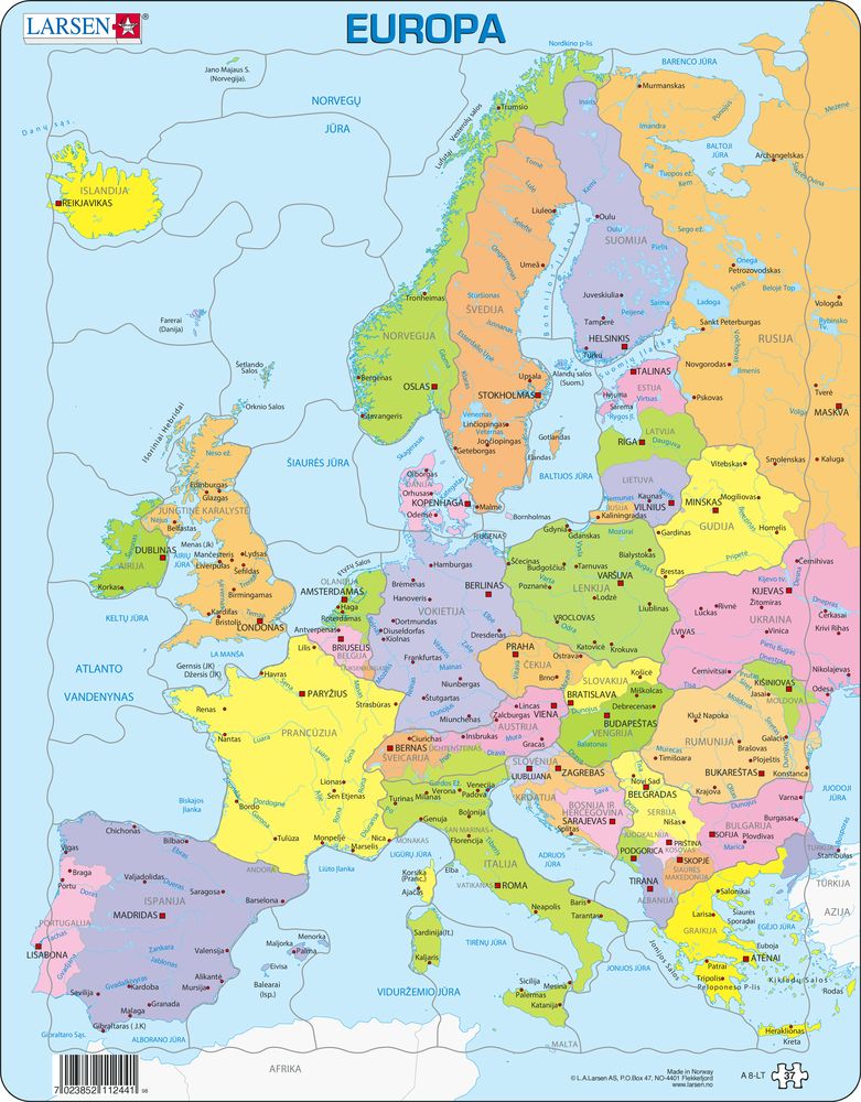 A8 - Europe Political Map for Younger Children (Lithuanian) A8 - Europe Political Map for Younger Children (Lithuanian)