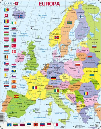 K2 - Europa, politisk kart
