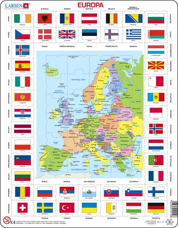 KL1 - Flags and Political Map of Europe