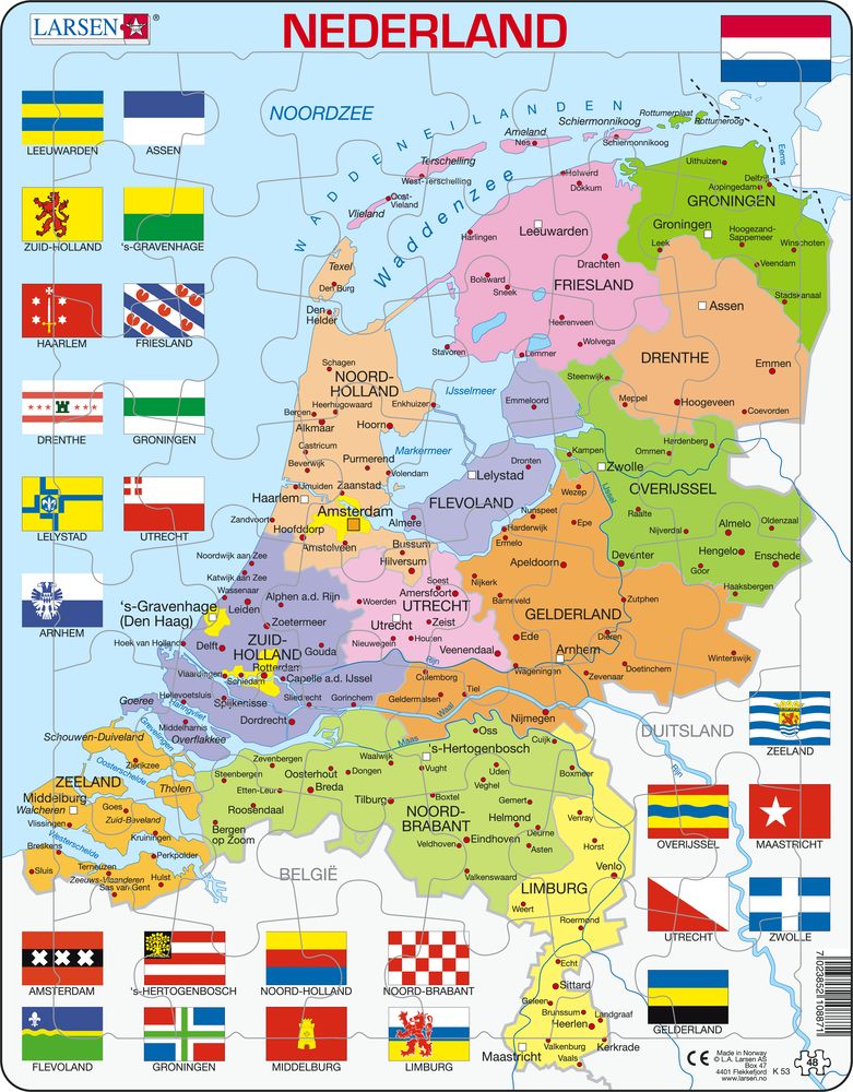 K Netherlands Political Map Maps Of Countries Puzzles Larsen Puzzles