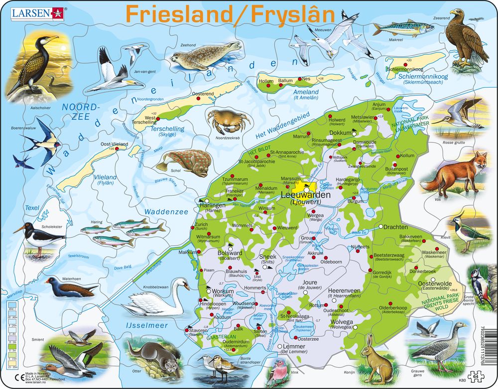 K80 - Friesland fysisk kart (Nederlandsk)