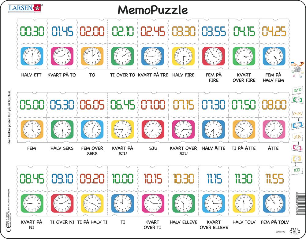 GP5 - MemoPuzzle: Learn the Clock (Norwegian) GP5 - MemoPuzzle: Learn the Clock (Norwegian)